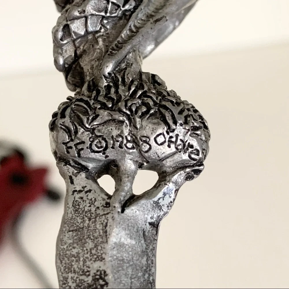 Vintage Medieval dragon letter opener in leather sheath